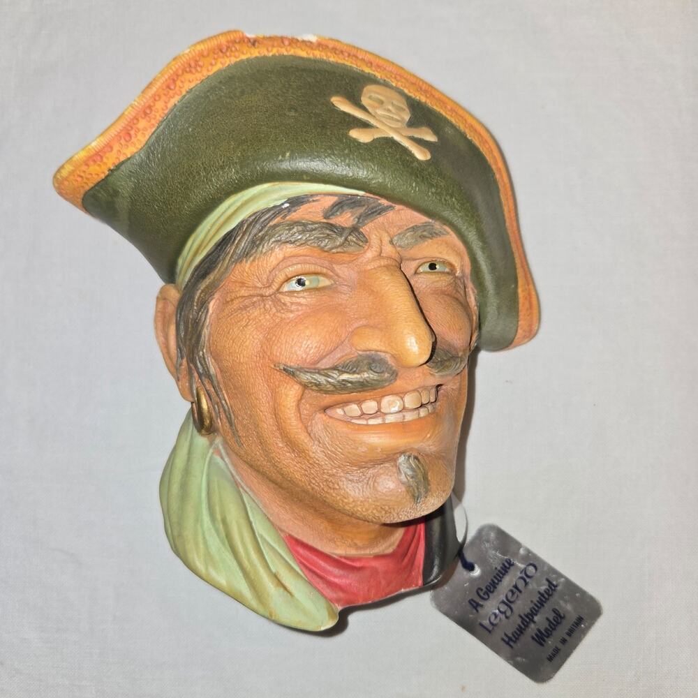 Vintage Bosson Head Pirate Figurine Chalkware Captain Kidd Wall Art